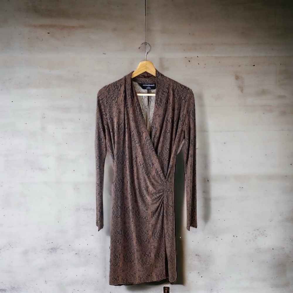NORMA KAMALI cocoa python print drape dress Size Small (4/6) Brand New with tags